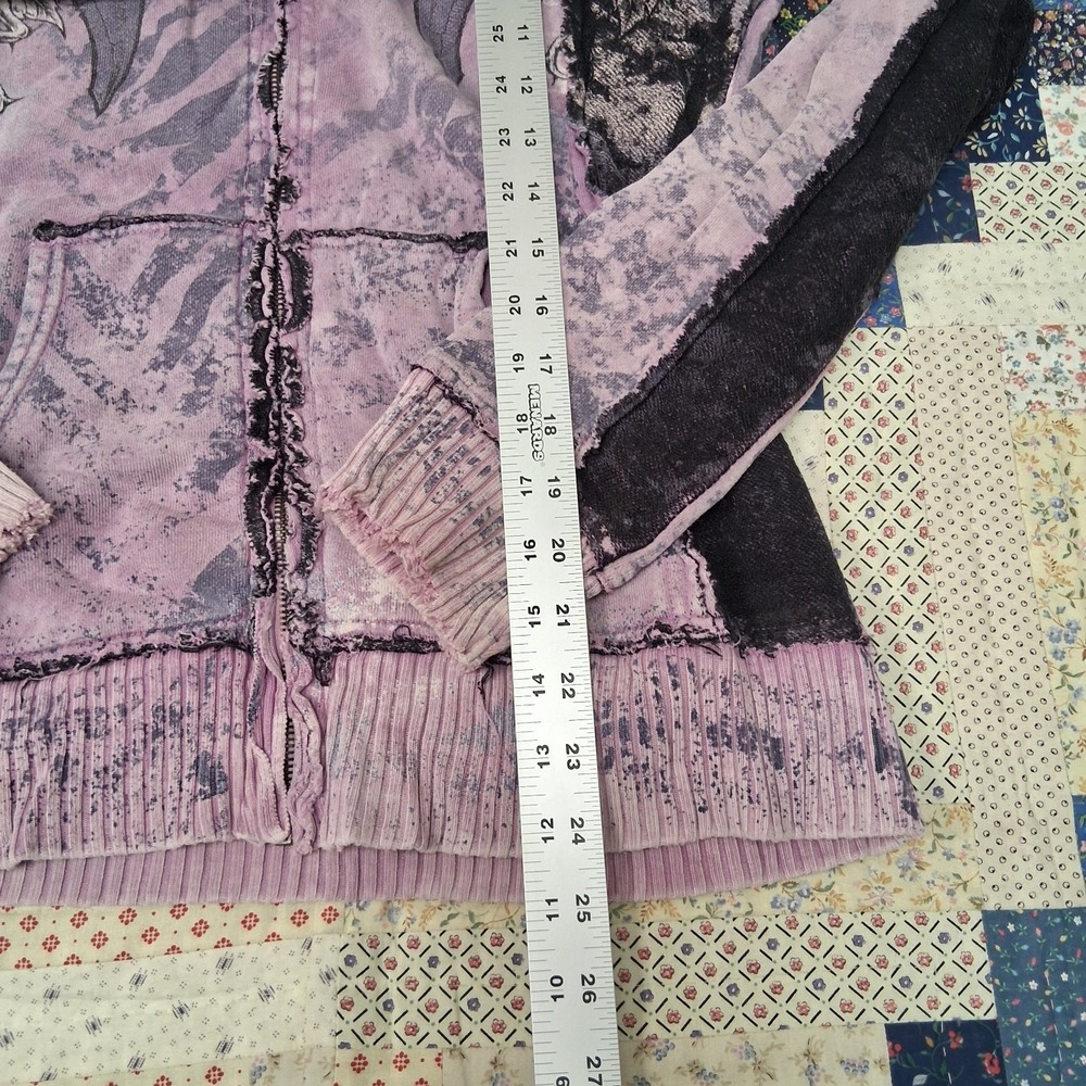 Sinful by Affliction Y2K Hoodie Womens Size Large Cyber Grunge Mall Goth Pink - Picture 9 of 10